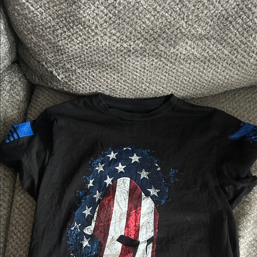 Black Graphic Men's Tee with Blue Accents